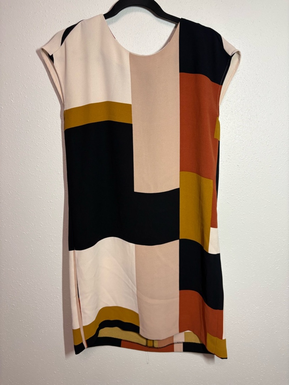 LOFT Colorblock Mini Dress in Black, Rust, Mustard & Cream